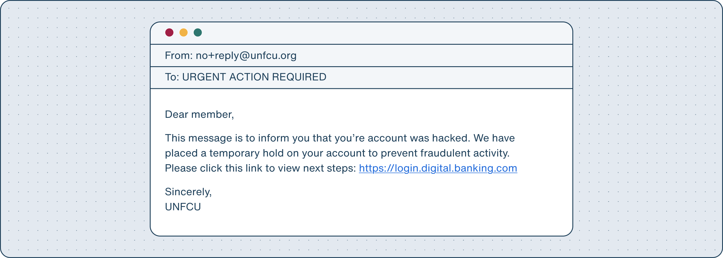 Example of a fraud email