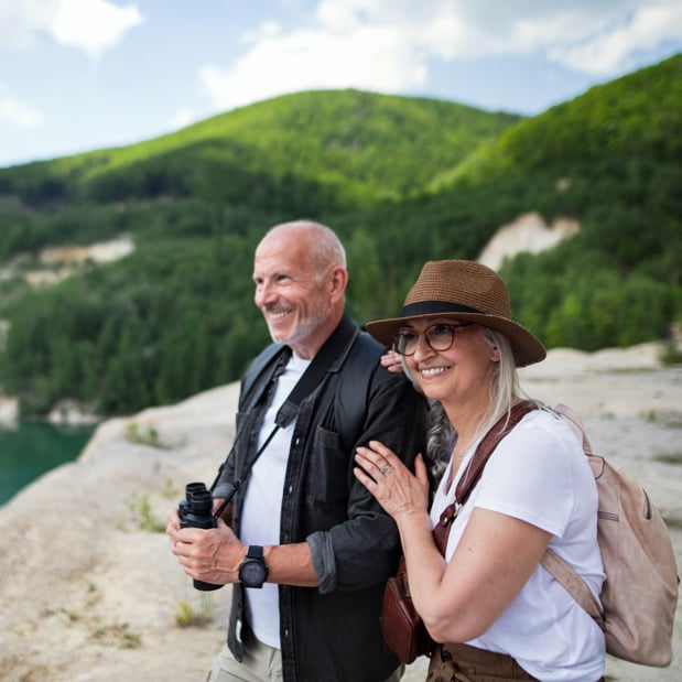 Two individuals enjoying a hike.