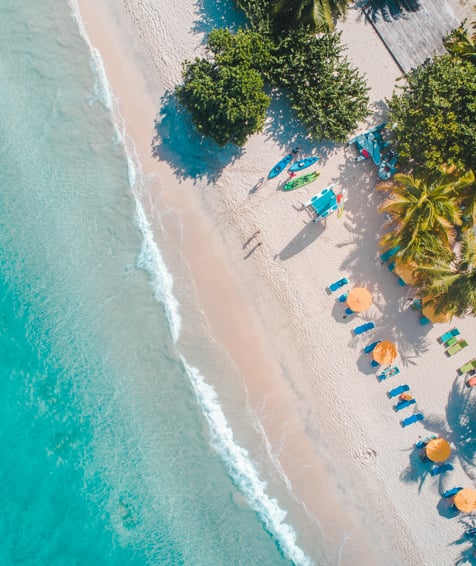 Aerial view of pristine beach.