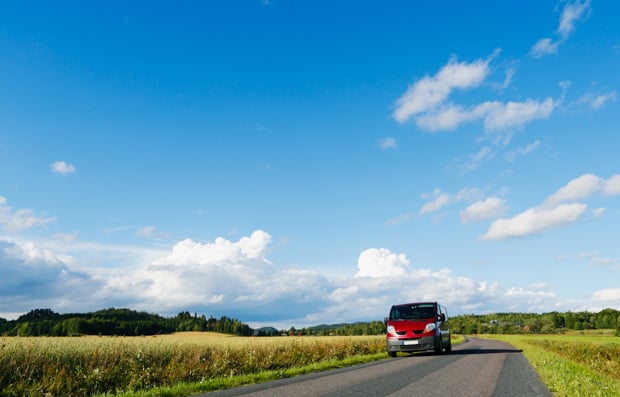 Car driving in nature.