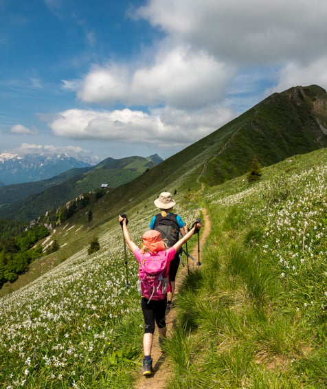 Two individuals enjoying a mountain hike.