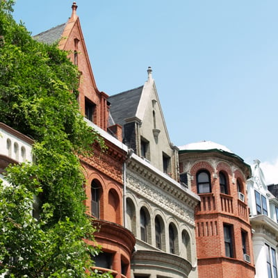Row of brownstone houses.